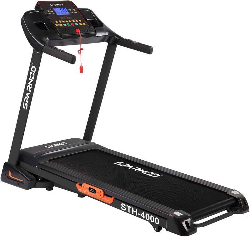 SPARNOD FITNESS STH-4050 (4.5HP Peak) Automatic Foldable Motorized Running Indoor Treadmill for Home Use with Multifunction and Auto-Incline, Black
SPARNOD FITNESS STH-4050 (4.5HP Peak) Automatic Foldable Motorized Running Indoor Treadmill for Home Use with Multifunction and Auto-Incline, Black