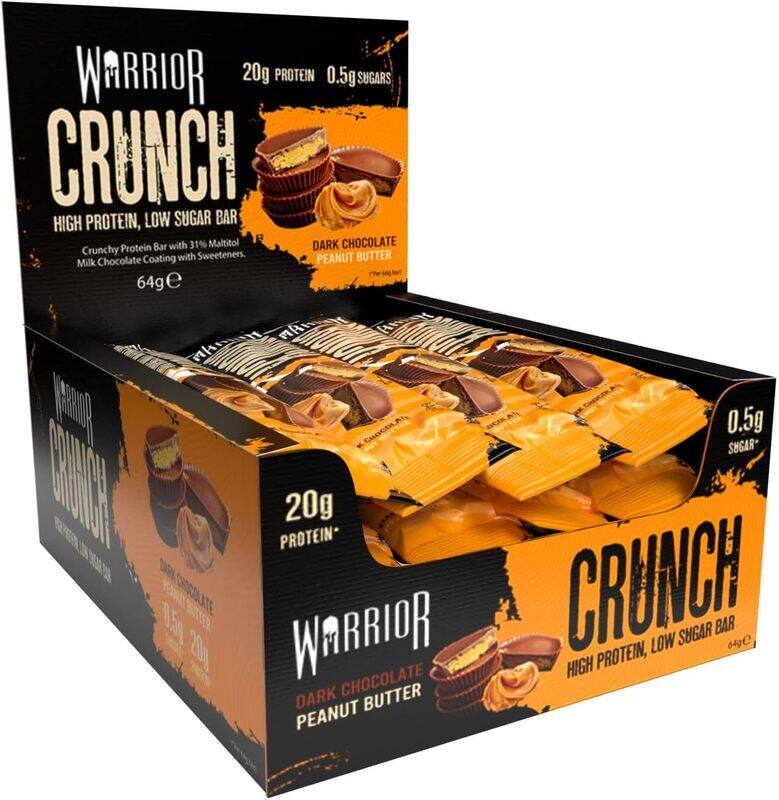 Warrior Crunch High Protein Low Carb Bar, 64g, Dark Chocolate Peanut, Pack of 12
Warrior Crunch High Protein Low Carb Bar, 64g, Dark Chocolate Peanut, Pack of 12
