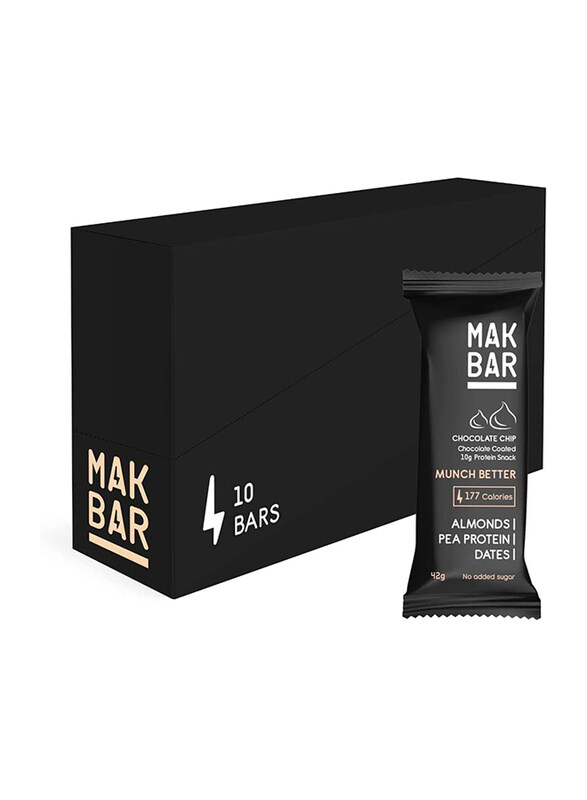 Mak Bar Almonds, Pea Protein & Dates 177 Calories Protein Bar, 10 x 42g, Chocolate
Mak Bar Almonds, Pea Protein & Dates 177 Calories Protein Bar, 10 x 42g, Chocolate