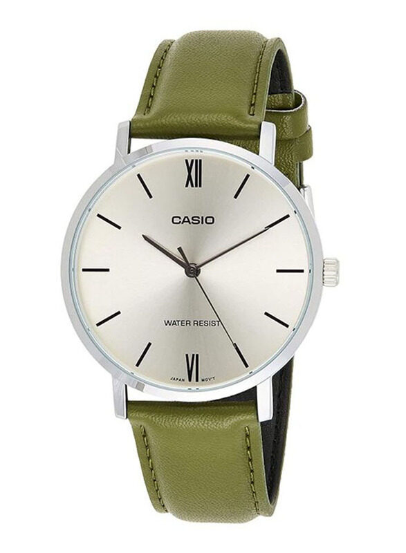 Casio Analog Watch for Men with Leather Band, Water Resistant, MTP-VT01L-3BUDF, Green-Silver
Casio Analog Watch for Men with Leather Band, Water Resistant, MTP-VT01L-3BUDF, Green-Silver