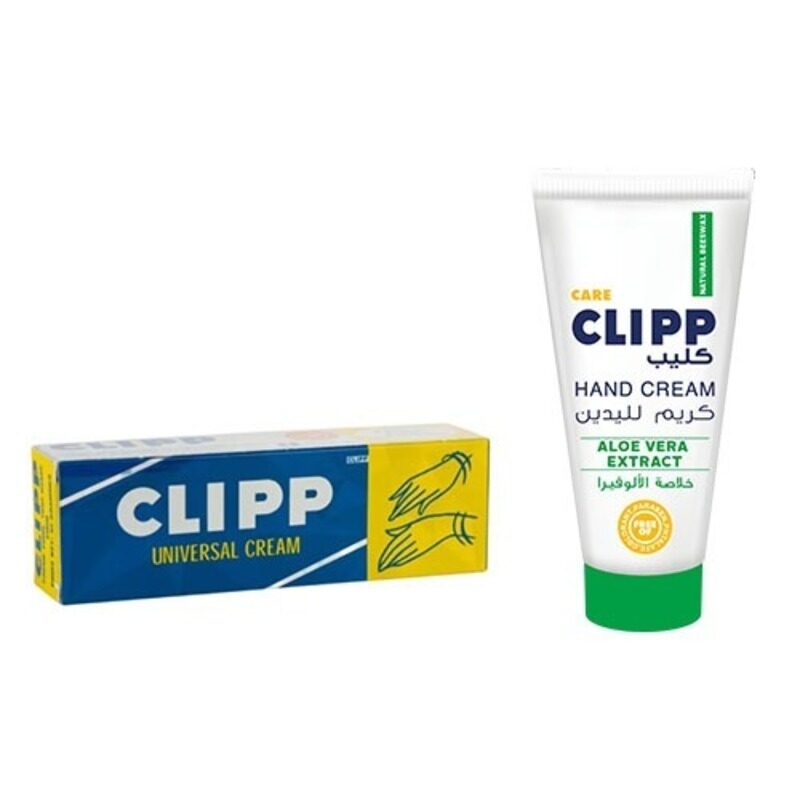 ClippUniversal Hand Cream 62 Grams + Clipp Hand Cream Aloe Vera Extract with Natural Beeswax 75 ml Combo Pack - Nourishing and Hydrating - Non-Greasy
ClippUniversal Hand Cream 62 Grams + Clipp Hand Cream Aloe Vera Extract with Natural Beeswax 75 ml Combo Pack - Nourishing and Hydrating - Non-Greasy