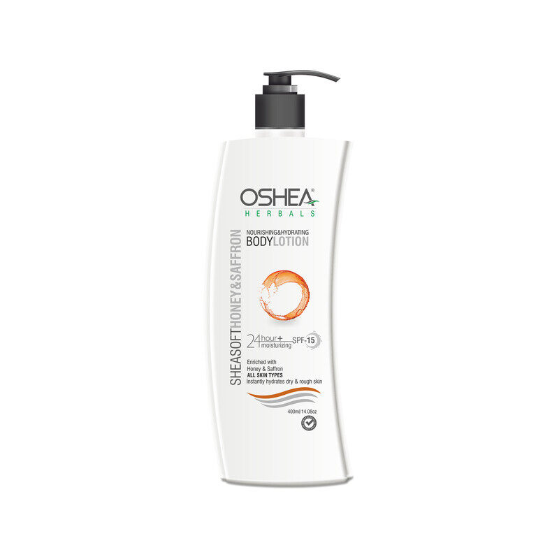 Oshea Herbals Sheasoft Honey & Saffron Body Lotion SPF 15 - Nourishing & Hydrating Lotion - More Than 24 hour Moisturising - For All Skin Types - 400m
Oshea Herbals Sheasoft Honey & Saffron Body Lotion SPF 15 - Nourishing & Hydrating Lotion - More Than 24 hour Moisturising - For All Skin Types - 400m