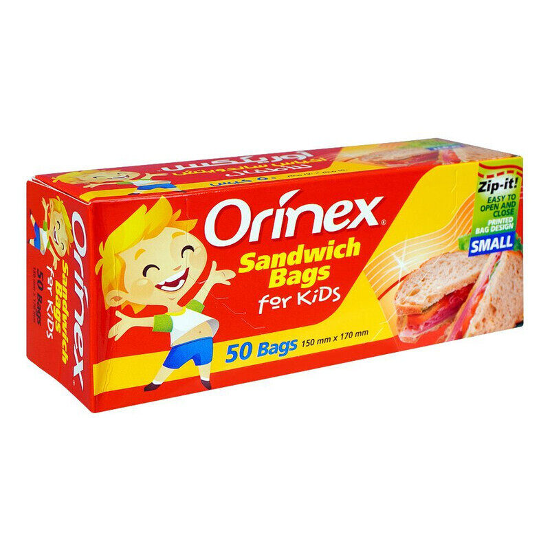 Orinex Zipper Sandwich Bags For Kids SMALL - Easy to Open and Close - Printed Bag Design - 150 mmx 170 mm, 50 bags
Orinex Zipper Sandwich Bags For Kids SMALL - Easy to Open and Close - Printed Bag Design - 150 mmx 170 mm, 50 bags