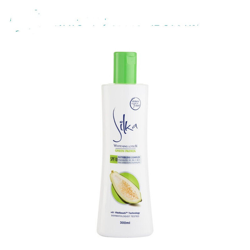 Silka Whitening Lotion Green Papaya - With SPF10 - Helps Achieve Healthy & Glowing Skin - Whitens as Early as 7 Days - Nourishing Body Lotion - 300
Silka Whitening Lotion Green Papaya - With SPF10 - Helps Achieve Healthy & Glowing Skin - Whitens as Early as 7 Days - Nourishing Body Lotion - 300