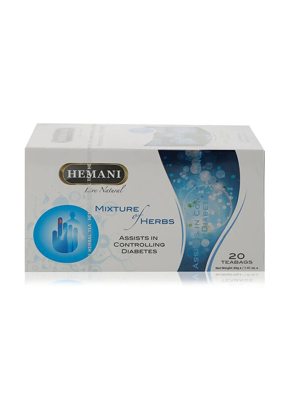 Hemani Mixture of Herbs Tea - Assists in Controlling Diabetes - Manages Hypertension and Cholestrol - Helps Reduce Sugar Levels - 20 Tea Bags - 40
Hemani Mixture of Herbs Tea - Assists in Controlling Diabetes - Manages Hypertension and Cholestrol - Helps Reduce Sugar Levels - 20 Tea Bags - 40