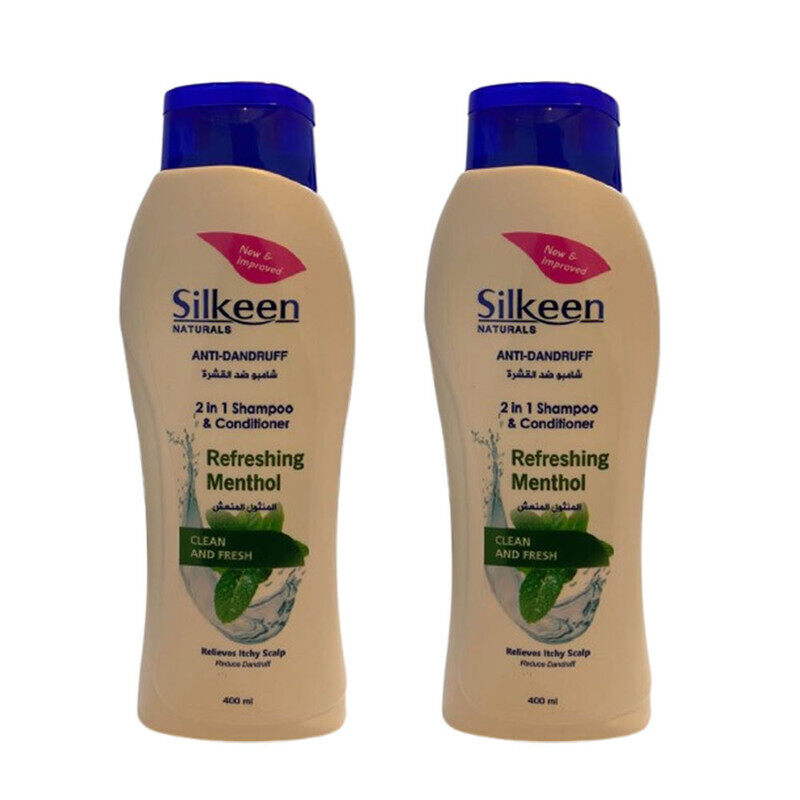 Silkeen Naturals Anti Dandruff Refreshing Menthol Shampoo - 2 in 1 Shampoo & Conditioner - Clean & Fresh - Relieves Itchy Scalp - 400 ml x 2 - Twin Pa
Silkeen Naturals Anti Dandruff Refreshing Menthol Shampoo - 2 in 1 Shampoo & Conditioner - Clean & Fresh - Relieves Itchy Scalp - 400 ml x 2 - Twin Pa
