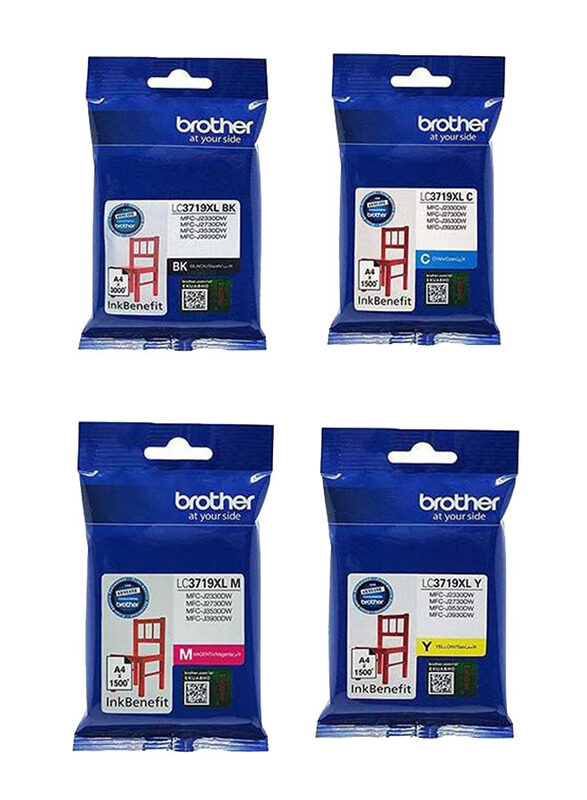 Brother LC3719XL Black and Tri-Color High Capacity Ink Toner Set for MFC-J2730DW J3530DW J3930DW, 4 Piece
Brother LC3719XL Black and Tri-Color High Capacity Ink Toner Set for MFC-J2730DW J3530DW J3930DW, 4 Piece