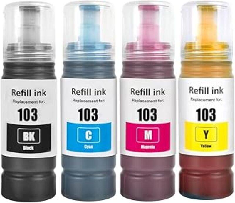 103 Ink Bottle Compatible with Epson 103 Ink C13T00S64A for L1200 Series L1210 L1250 L3100 Series L3110 L3111 L3116 L3150 L3151 (4-Pack, Black Cyan Ye
103 Ink Bottle Compatible with Epson 103 Ink C13T00S64A for L1200 Series L1210 L1250 L3100 Series L3110 L3111 L3116 L3150 L3151 (4-Pack, Black Cyan Ye
