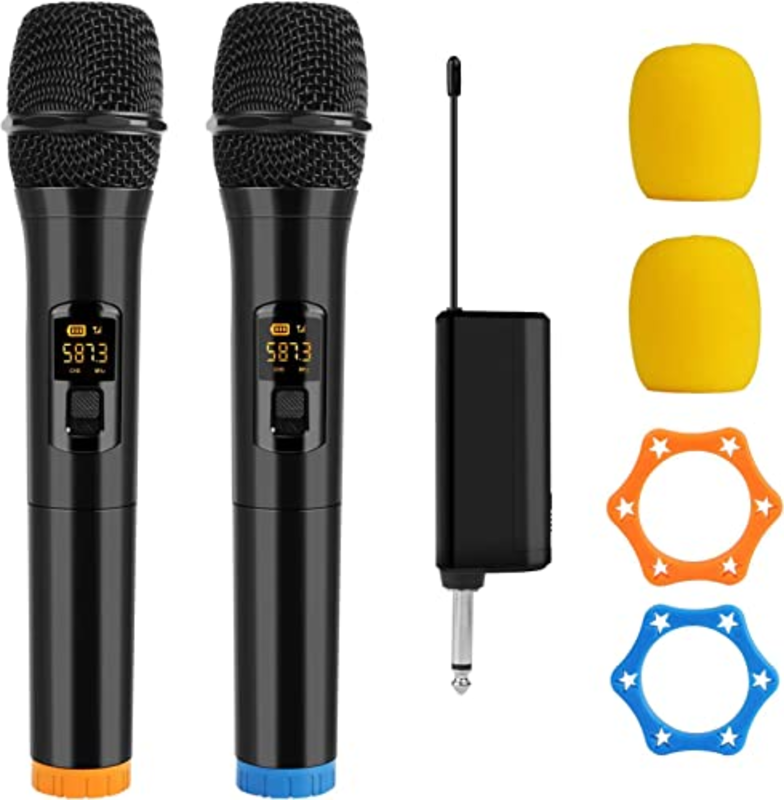 Generic Wireless Microphone, UHF Dual Portable Handheld Dynamic Karaoke Mic with Rechargeable Receiver, Cordless Karaoke System for PA System, Speaker, Amplif
Generic Wireless Microphone, UHF Dual Portable Handheld Dynamic Karaoke Mic with Rechargeable Receiver, Cordless Karaoke System for PA System, Speaker, Amplif