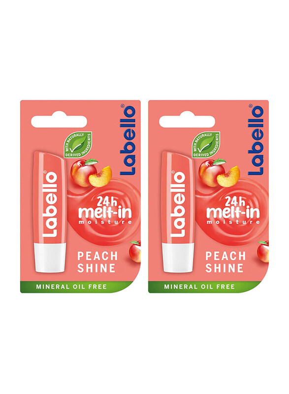 Labello 24h Melt-In Moisture Lip Care Lip Balm, 2 x 4.8gm, Peach Shine, Peach
Labello 24h Melt-In Moisture Lip Care Lip Balm, 2 x 4.8gm, Peach Shine, Peach