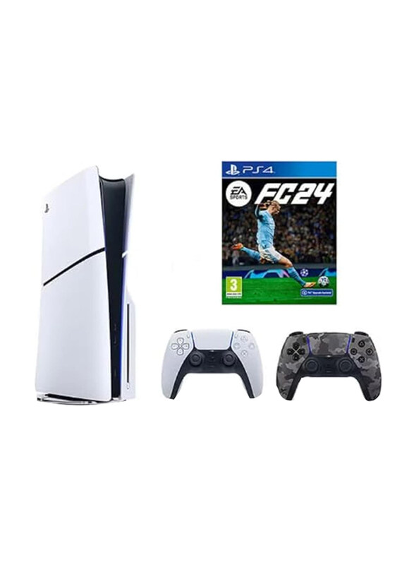 Sony PlayStation 5 Slim Disc Console, 1TB, With 2 Controllers and 1 Game (FC24), International Version, White/Camouflage
Sony PlayStation 5 Slim Disc Console, 1TB, With 2 Controllers and 1 Game (FC24), International Version, White/Camouflage