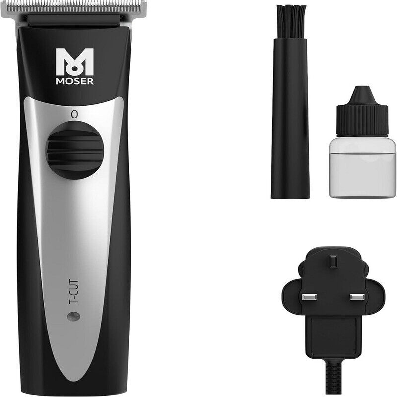 Moser T-Cut Professional Cord and Cordless Trimmer With T-Blade, Cordless Operation, High-Grade Steel Blade Set, 60 Minutes Runtime, Alloy Steel Const
Moser T-Cut Professional Cord and Cordless Trimmer With T-Blade, Cordless Operation, High-Grade Steel Blade Set, 60 Minutes Runtime, Alloy Steel Const