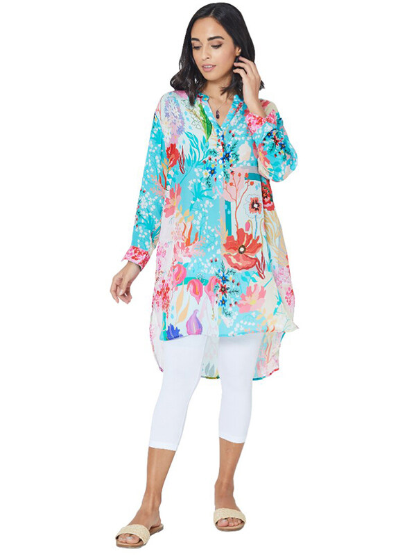 Couture Labs Couturelabs Adira Tropical Sunrise Full Sleeve V-Neck Flower Print Tunic Tops for Women, Medium, Blue/Green
Couture Labs Couturelabs Adira Tropical Sunrise Full Sleeve V-Neck Flower Print Tunic Tops for Women, Medium, Blue/Green