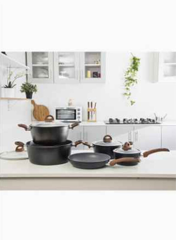 Royalford 9-Piece Non-Stick Delight Marble Coating Cookware Set, RF8904, Black/Brown
Royalford 9-Piece Non-Stick Delight Marble Coating Cookware Set, RF8904, Black/Brown