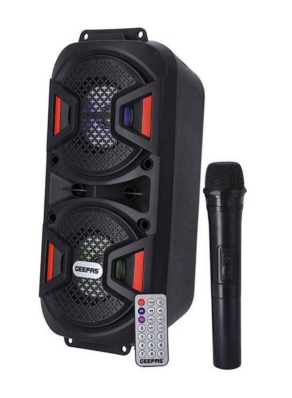Geepas Rechargeable Portable Speaker with Handle & 1500 MAH Battery, GMS11187, Black
Geepas Rechargeable Portable Speaker with Handle & 1500 MAH Battery, GMS11187, Black