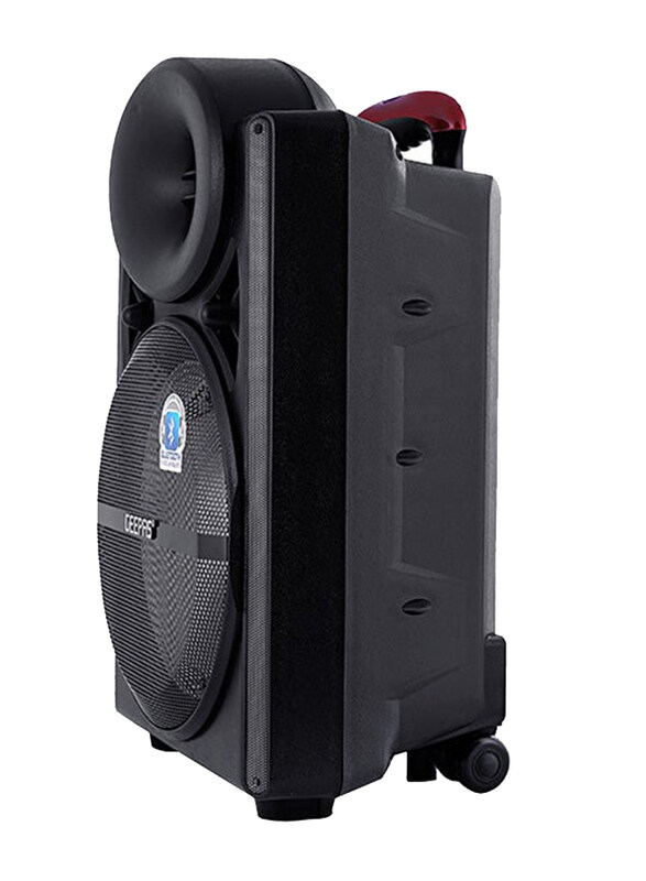 Geepas 12-Inch Trolley Bluetooth Speaker with Portable Wireless Microphones, Rechargeable Battery, LED Lights, Trolley Handle & Remote Control, GMS856
Geepas 12-Inch Trolley Bluetooth Speaker with Portable Wireless Microphones, Rechargeable Battery, LED Lights, Trolley Handle & Remote Control, GMS856