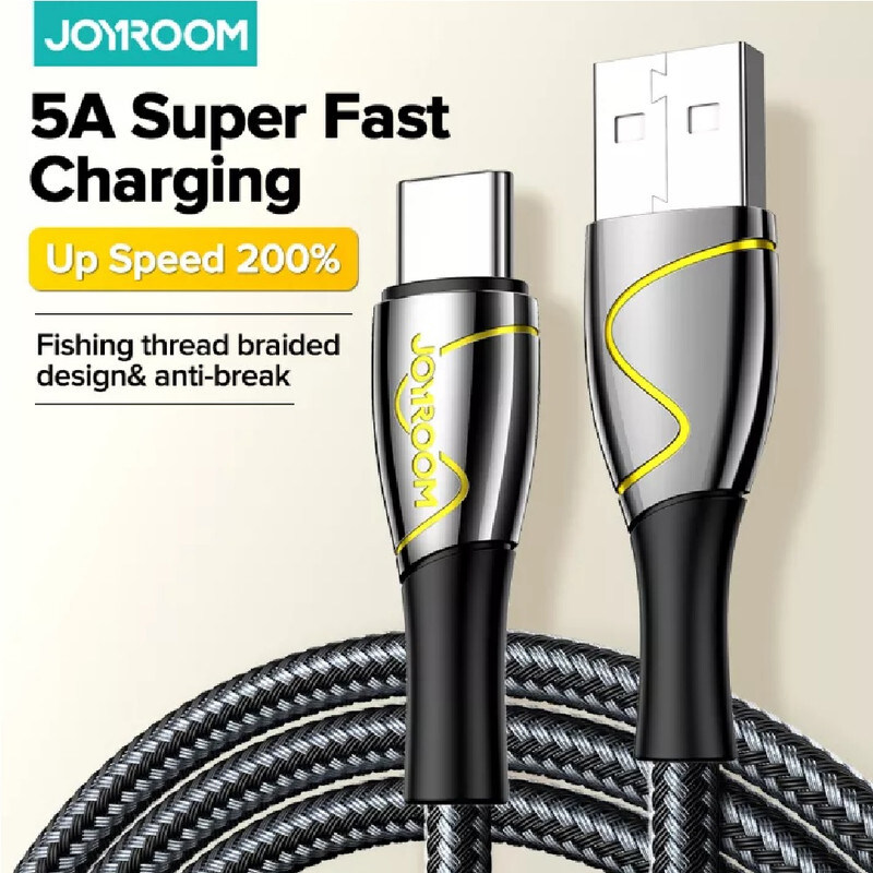 Joy Room Joyroom 1.2-Meter Zinc Alloy Nylon Braided 5A Super Fast Charging Type-C Cable, USB Type A to USB Type-C for Smartphones/Tablets, S-1250K6 5A, Black
Joy Room Joyroom 1.2-Meter Zinc Alloy Nylon Braided 5A Super Fast Charging Type-C Cable, USB Type A to USB Type-C for Smartphones/Tablets, S-1250K6 5A, Black