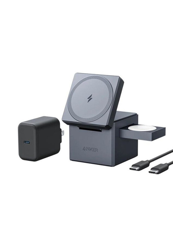 Anker 3-in-1 Cube Magnetic Wireless Charger with MagSafe for Apple Devices, Grey
Anker 3-in-1 Cube Magnetic Wireless Charger with MagSafe for Apple Devices, Grey