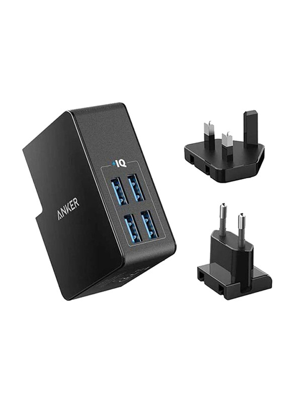 Anker Power Port 4 Lite UK + EU Plug Wall Charger Travel Adapter with USB Type-A Power IQ, 30W, Black
Anker Power Port 4 Lite UK + EU Plug Wall Charger Travel Adapter with USB Type-A Power IQ, 30W, Black