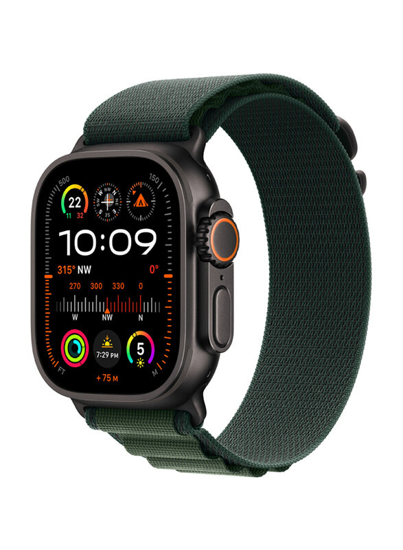 Apple Watch Ultra 2 49mm Smartwatch, GPS + Cellular, Black Titanium Case with Dark Green Alpine Loop Band
Apple Watch Ultra 2 49mm Smartwatch, GPS + Cellular, Black Titanium Case with Dark Green Alpine Loop Band