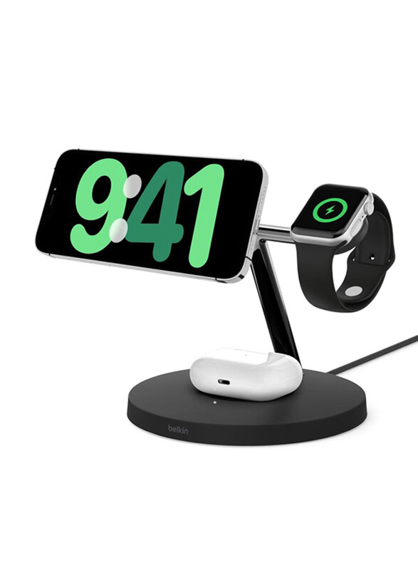Belkin 3-in-1 Magnetic Wireless Charger with Qi2 for Apple Devices, WIZ009myBK-V2, Black
Belkin 3-in-1 Magnetic Wireless Charger with Qi2 for Apple Devices, WIZ009myBK-V2, Black