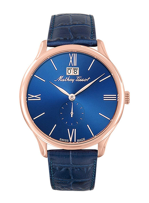 Mathey-Tissot Analog Watch for Men with Leather Band, Water Resistant, H1886QPBU, Blue
Mathey-Tissot Analog Watch for Men with Leather Band, Water Resistant, H1886QPBU, Blue
