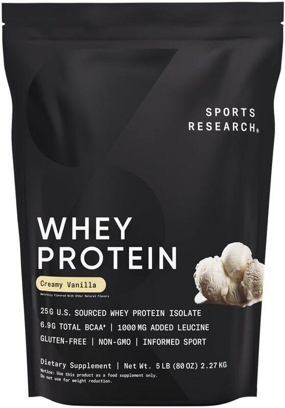 Sports Research SR Whey Protein Isolate Protein Powder Creamy Vanilla 2.27kg 5lbs
Sports Research SR Whey Protein Isolate Protein Powder Creamy Vanilla 2.27kg 5lbs