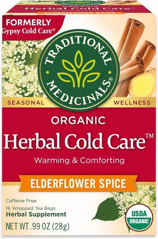 Traditional Medicinals Organic Herbal Cold Care Elderflower Spice 16 Wrapped Tea bags 28g
Traditional Medicinals Organic Herbal Cold Care Elderflower Spice 16 Wrapped Tea bags 28g