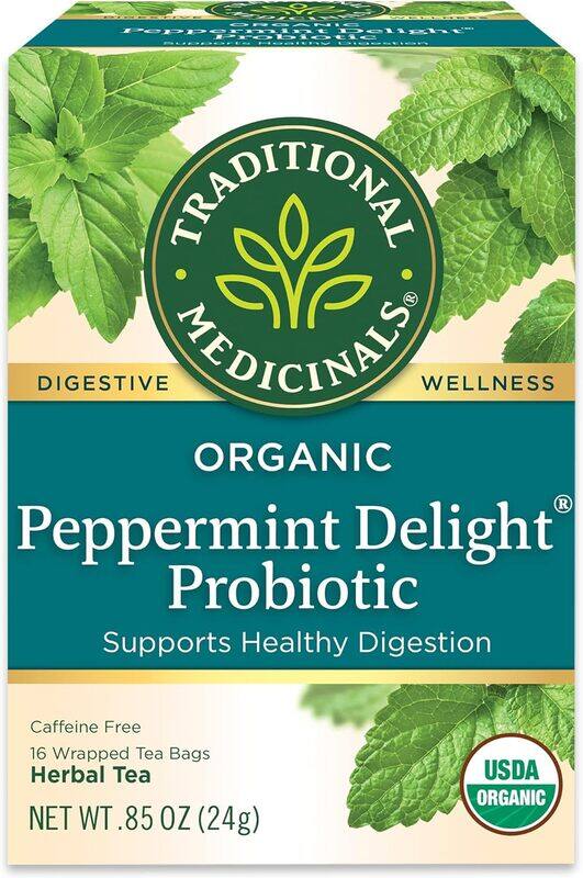 Traditional Medicinals Organic Peppermint Delight Probiotic Supports Healthy Digestion 16 Wrapped Tea bags 24g
Traditional Medicinals Organic Peppermint Delight Probiotic Supports Healthy Digestion 16 Wrapped Tea bags 24g