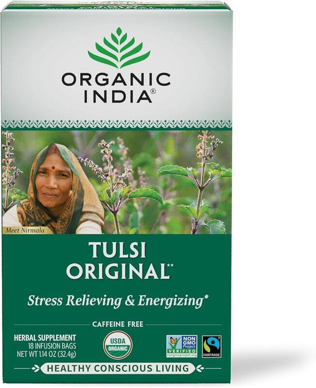 Organic India Tulsi Original Herbal Tea Stress Relieving and Energizing 18 Infusion Bags 32.4g
Organic India Tulsi Original Herbal Tea Stress Relieving and Energizing 18 Infusion Bags 32.4g