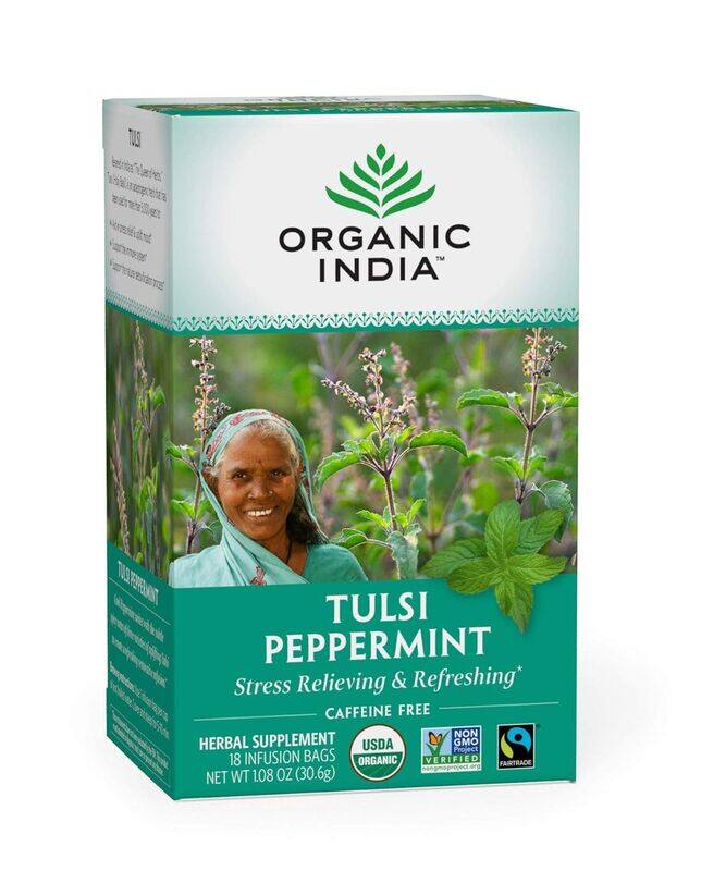 Organic India Tulsi Peppermint Herbal Tea Stress Relieving and Refreshing 18 Infusion Bags 30.6g
Organic India Tulsi Peppermint Herbal Tea Stress Relieving and Refreshing 18 Infusion Bags 30.6g