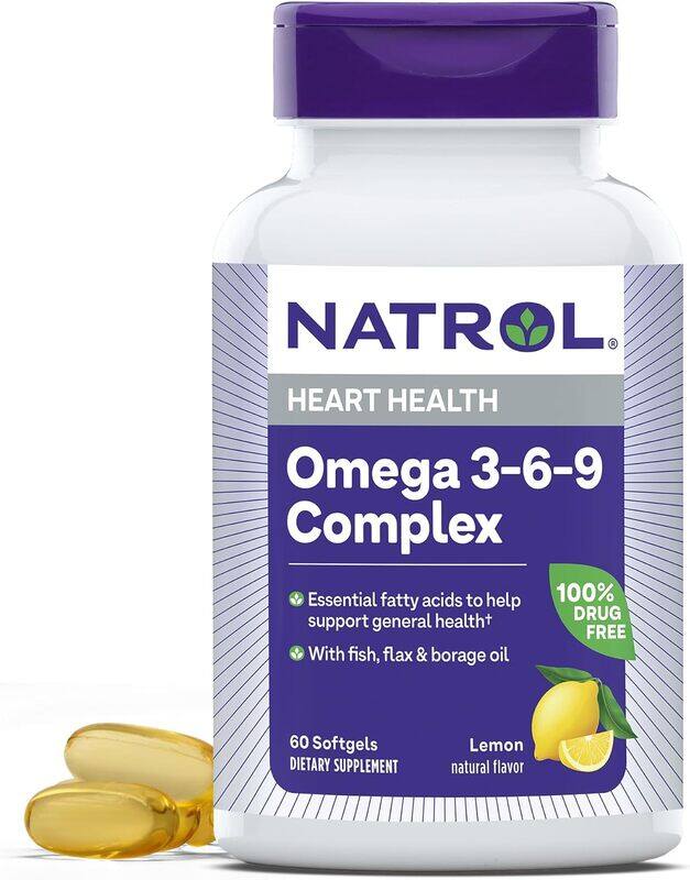 Natrol Heart Health Omega 3-6-9 Complex With Fish, Flax & Borage Oil Lemon Flavor 60 Softgels
Natrol Heart Health Omega 3-6-9 Complex With Fish, Flax & Borage Oil Lemon Flavor 60 Softgels