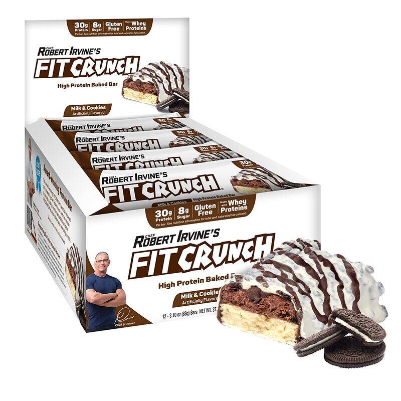 Original FITCRUNCH Full Size Protein Bars, Designed by Robert Irvine, 6-Layer Baked Bar, 6g of Sugar, Gluten Free & Soft Cake Core (Milk and Cookies)
Original FITCRUNCH Full Size Protein Bars, Designed by Robert Irvine, 6-Layer Baked Bar, 6g of Sugar, Gluten Free & Soft Cake Core (Milk and Cookies)