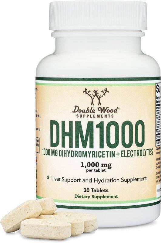 Double Wood DHM 1000 (Dihydromyricetin + Electrolytes) 1000 mg per serving 30 tablets
Double Wood DHM 1000 (Dihydromyricetin + Electrolytes) 1000 mg per serving 30 tablets