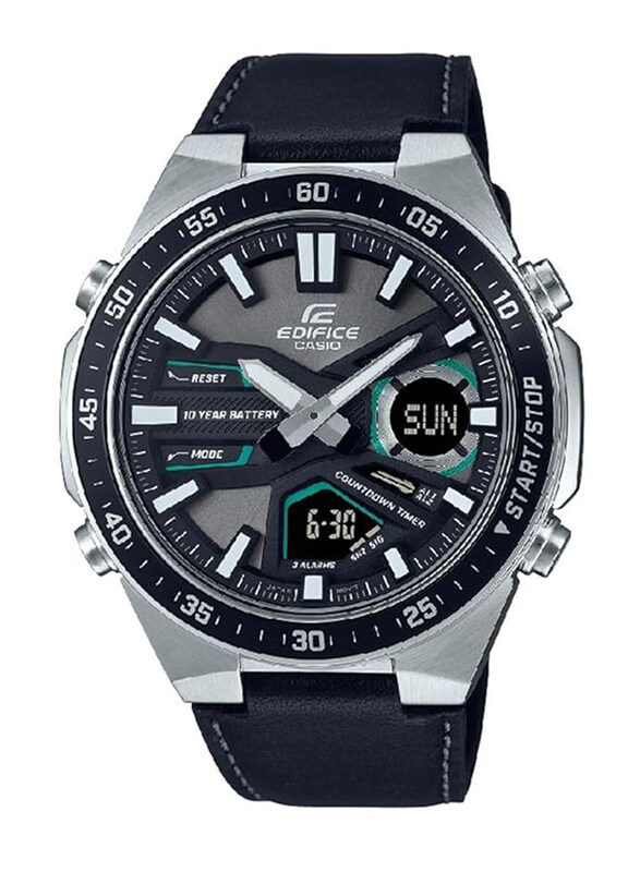 Casio Edifice Analog + Digital Watch for Men with Leather Band, Water Resistant, EFV-C110L-1AVDF, Black
Casio Edifice Analog + Digital Watch for Men with Leather Band, Water Resistant, EFV-C110L-1AVDF, Black