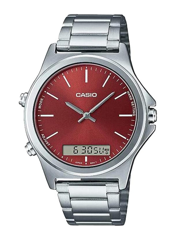 Casio Analog + Digital Watch for Men with Stainless Steel Band, Water Resistant, MTP-VC01D-5EUDF, Silver-Red
Casio Analog + Digital Watch for Men with Stainless Steel Band, Water Resistant, MTP-VC01D-5EUDF, Silver-Red