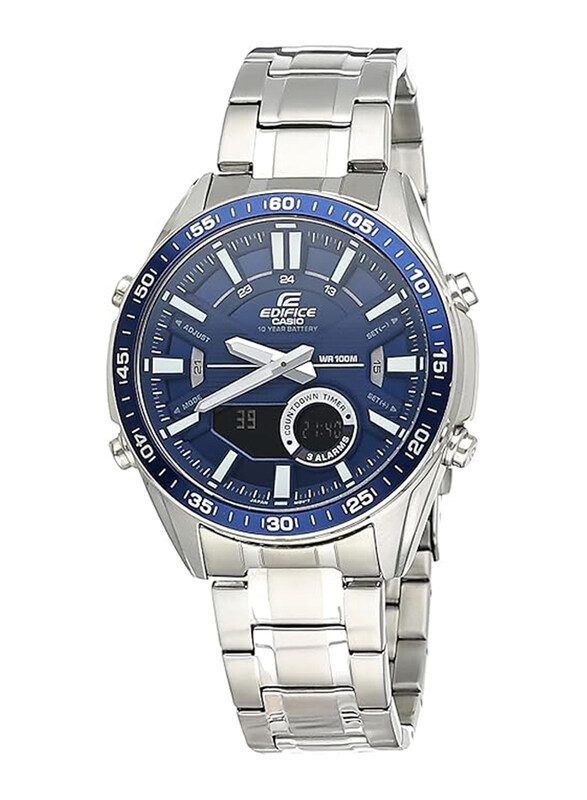 Casio Edifice Analog Watch for Men with Stainless Steel Band, Water Resistant, EFV-C100D-2AVDF (EX440), Silver-Blue
Casio Edifice Analog Watch for Men with Stainless Steel Band, Water Resistant, EFV-C100D-2AVDF (EX440), Silver-Blue