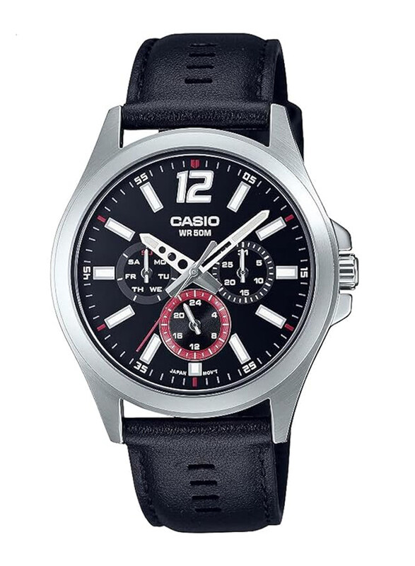 Casio Analog Watch for Men with Leather Band, Water Resistant & Chronograph, MTP-E350L-1BVDF, Black
Casio Analog Watch for Men with Leather Band, Water Resistant & Chronograph, MTP-E350L-1BVDF, Black