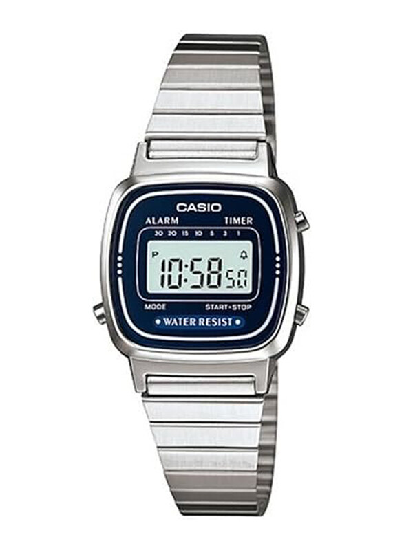 Casio Digital Watch for Women with Stainless Steel Band, Water Resistant, LA-670WA-2, Silver-Grey
Casio Digital Watch for Women with Stainless Steel Band, Water Resistant, LA-670WA-2, Silver-Grey