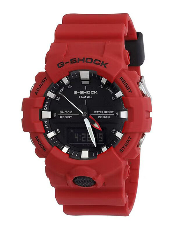 Casio G-Shock Analog + Digital Quartz Watch for Men with Resin Band, Water Resistant, GA-800-4ADR, Red-Black
Casio G-Shock Analog + Digital Quartz Watch for Men with Resin Band, Water Resistant, GA-800-4ADR, Red-Black