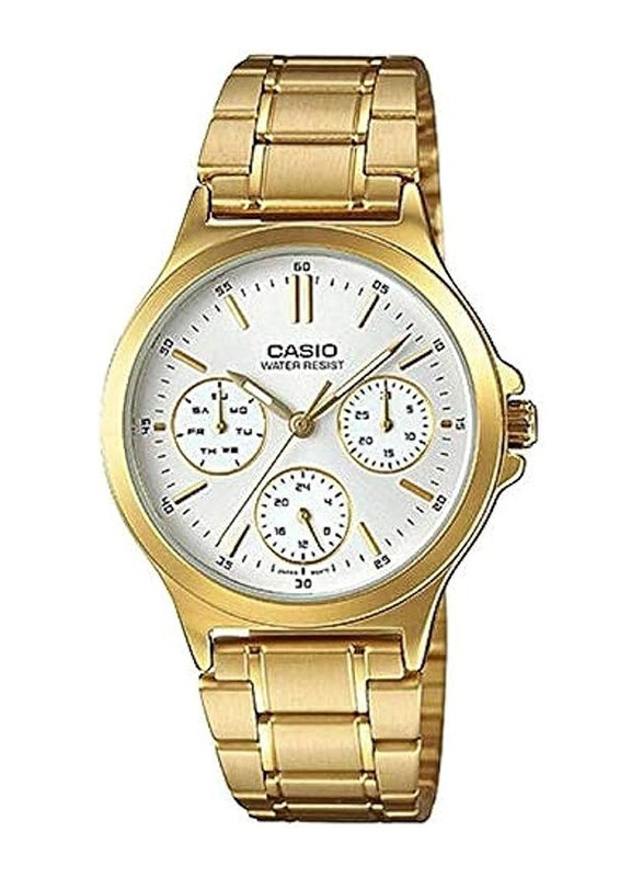 Casio Analog Watch for Women with Stainless Steel Band, Water Resistant & Chronograph, LTP V300D 2AUDF, Gold-White
Casio Analog Watch for Women with Stainless Steel Band, Water Resistant & Chronograph, LTP V300D 2AUDF, Gold-White