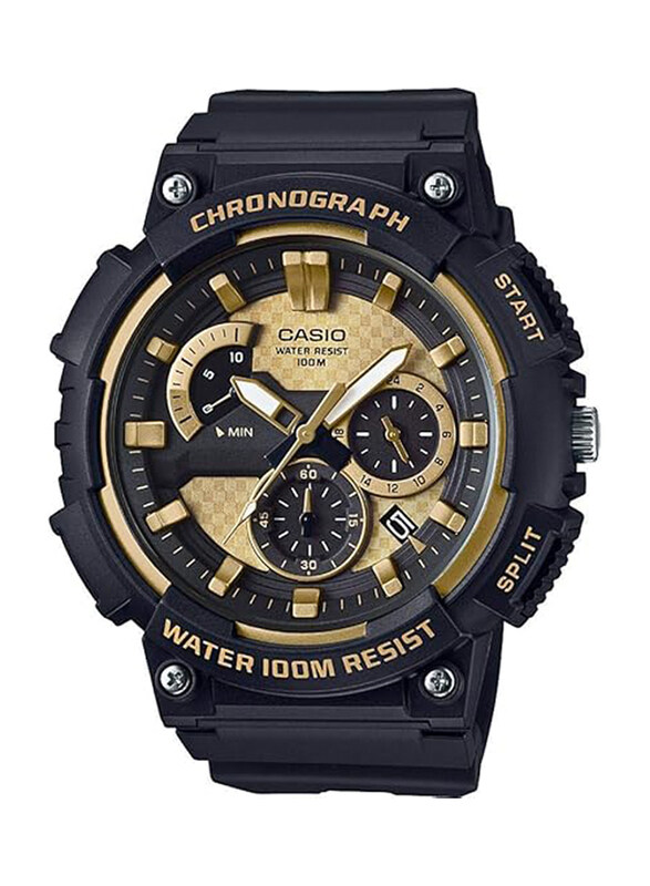 Casio Analog Watch for Men with Resin Band, Water Resistant and Chronograph, MCW-200H-9AVDF, Black-Gold
Casio Analog Watch for Men with Resin Band, Water Resistant and Chronograph, MCW-200H-9AVDF, Black-Gold