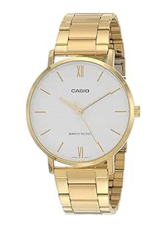 Casio Analog Quartz Watch for Men with Stainless Steel Band, Water Resistant, MTP-VT01G-7BUDF, Gold-White
Casio Analog Quartz Watch for Men with Stainless Steel Band, Water Resistant, MTP-VT01G-7BUDF, Gold-White
