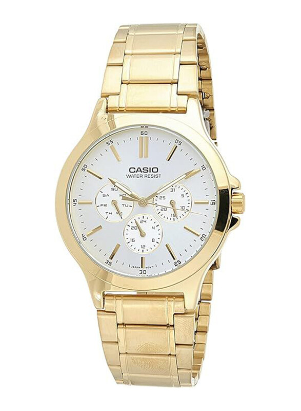 Casio Analog Watch for Men with Stainless Steel Band, Water Resistant and Chronograph, MTP-V300G-7AUDF, Gold-Grey
Casio Analog Watch for Men with Stainless Steel Band, Water Resistant and Chronograph, MTP-V300G-7AUDF, Gold-Grey