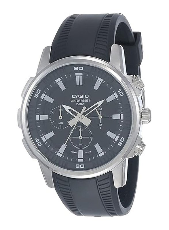 Casio Analog Watch for Men with Rubber Band, Water Resistant and Chronograph, MTP E505 1AVDF, Black-Silver/Black
Casio Analog Watch for Men with Rubber Band, Water Resistant and Chronograph, MTP E505 1AVDF, Black-Silver/Black