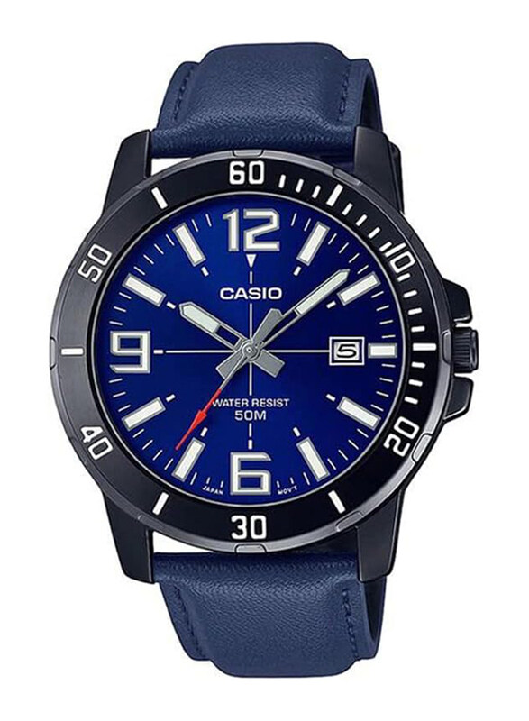 Casio Analog Quartz Watch for Men with Leather Band, Water Resistant, MTP-VD01BL-2BVUDF, Blue-Black/Blue
Casio Analog Quartz Watch for Men with Leather Band, Water Resistant, MTP-VD01BL-2BVUDF, Blue-Black/Blue