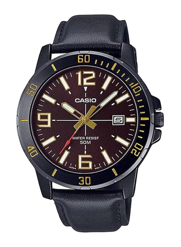 Casio Japanese Quartz Analog Watch for Men with Leather Band, Water Resistant, MTP-VD01BL-5BVUDF, Black-Brown
Casio Japanese Quartz Analog Watch for Men with Leather Band, Water Resistant, MTP-VD01BL-5BVUDF, Black-Brown