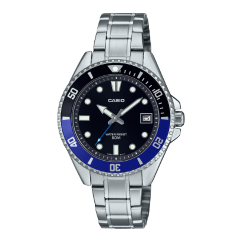 Casio Stainless Steel Aluminum MDV-107D-1A2VDF with luminescent marker, with minute track, Uni-directional
Casio Stainless Steel Aluminum MDV-107D-1A2VDF with luminescent marker, with minute track, Uni-directional