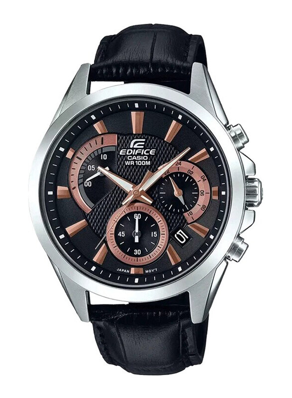 Casio Analog Watch for Men with Leather Band, Water Resistant and Chronograph, EFV-580L-1AVUDF (EX479), Black-Brown/Black
Casio Analog Watch for Men with Leather Band, Water Resistant and Chronograph, EFV-580L-1AVUDF (EX479), Black-Brown/Black
