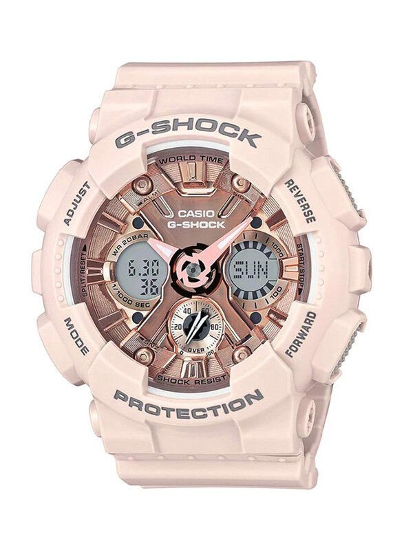Casio Analog + Digital Watch for Men with Resin Band, Water Resistant and Chronograph, GMA-S120MF-4ADR, Off White-Rose Gold
Casio Analog + Digital Watch for Men with Resin Band, Water Resistant and Chronograph, GMA-S120MF-4ADR, Off White-Rose Gold